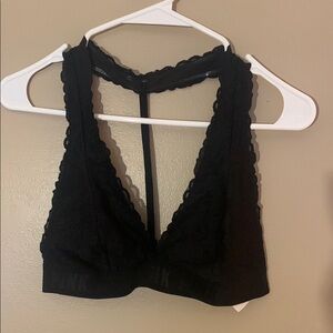 PINK Black Lace Halter Bralette
